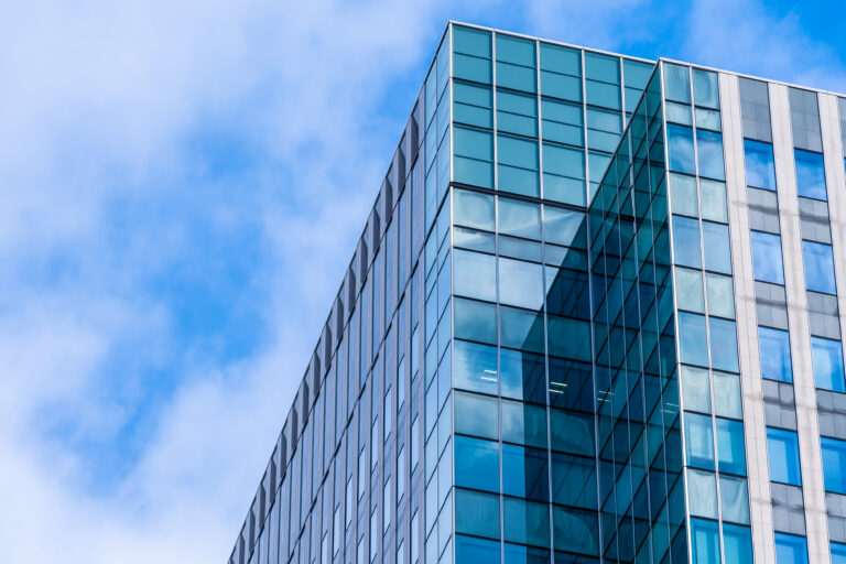 Beautiful architecture office business building with glass windo
